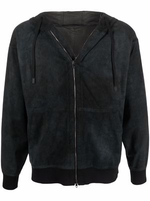 Salvatore Santoro zip-up suede hoodie - Black