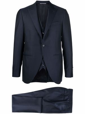 Canali three-piece wool-blend suit - Blue