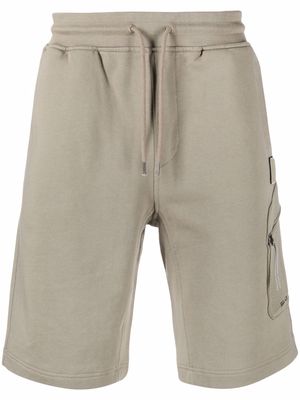 C.P. Company logo-patch cotton track shorts - Neutrals