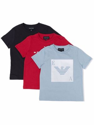 Emporio Armani Kids logo-print cotton T-Shirt set - Red