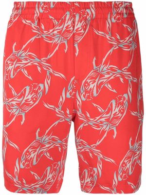 MSGM shark-print shorts - Red