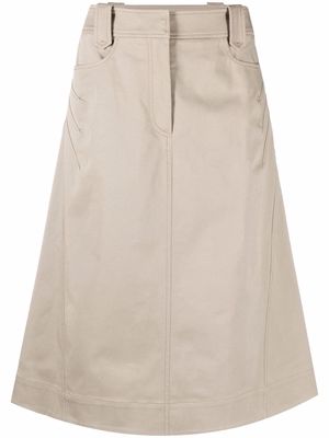 Alberta Ferretti four-pocket cotton A-Line skirt - Neutrals