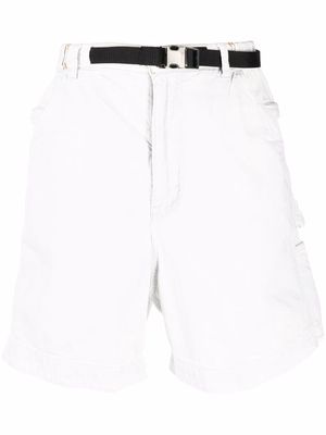 sacai belted-waist cotton shorts - White