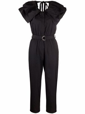 MSGM ruffle-detail belted jumpsuit - Black