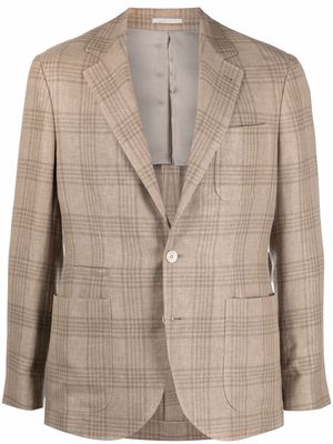 Brunello Cucinelli check-print single-breasted blazer - Neutrals