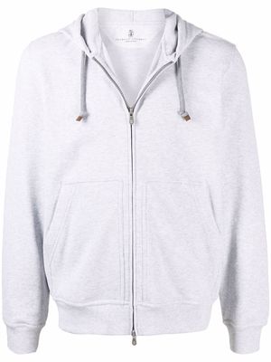 Brunello Cucinelli zipped-up cotton hoodie - Grey