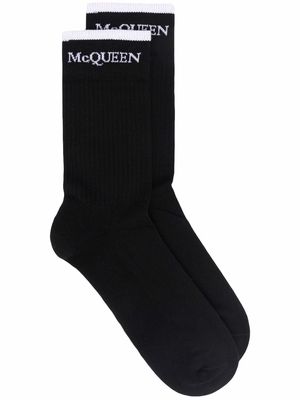 Alexander McQueen ribbed logo-intarsia socks - Black