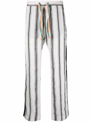 Wales Bonner stripe-print linen-silk trousers - White