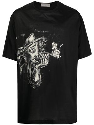 Yohji Yamamoto graphic-print short-sleeve T-shirt - Black