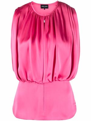 Giorgio Armani gathered-detail sleeveless blouse - Pink