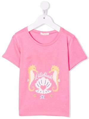 Billieblush seahorse-print branded T-Shirt - Pink