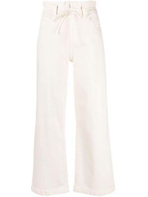 PAIGE Carly drawstring wide-leg cropped jeans - Neutrals