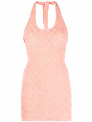 MISBHV monogram-pattern towel dress - Pink