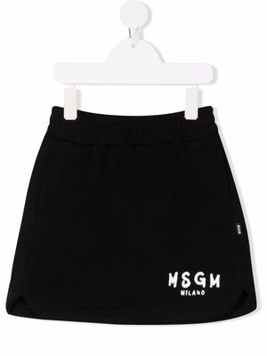 MSGM Kids logo-print cotton skirt - Black