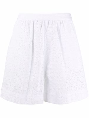 Iceberg perforated cotton shorts - White