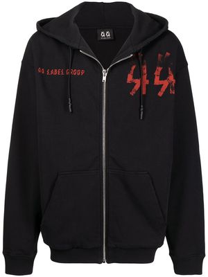 44 label group spine zip-front hoodie - Black
