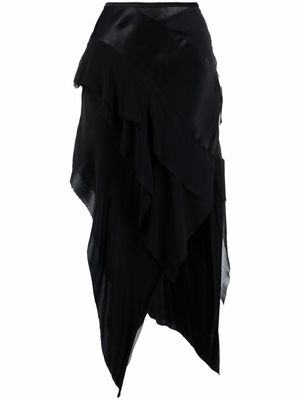 Diesel asymmetric fitted silk skirt - Black