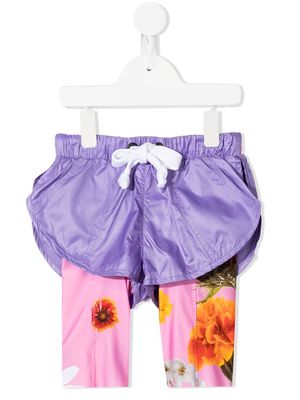 Natasha Zinko Kids layered floral-print shorts - Purple