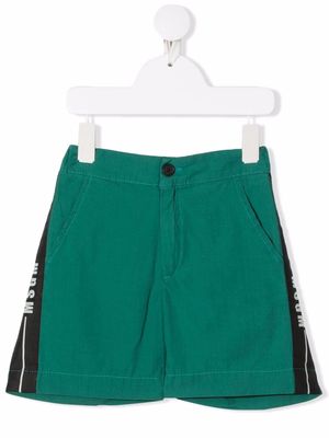 MSGM Kids logo-tape elasticated shorts - Green