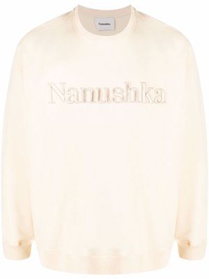 Nanushka logo-embroidered crew neck jumper - Neutrals