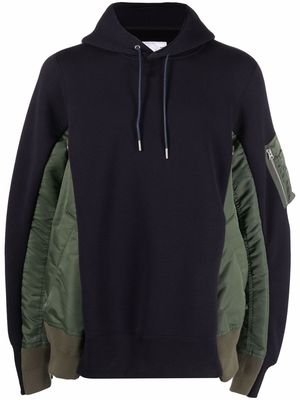 sacai bomber jacket hybrid panelled hoodie - Blue