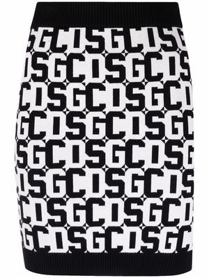 Gcds intarsia-logo knit skirt - White