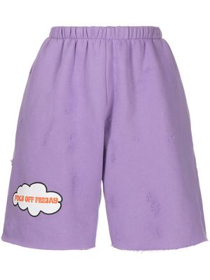 Natasha Zinko slogan-print track shorts - Purple