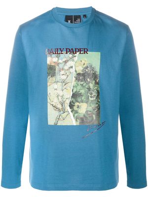 Daily Paper split painting long sleeve T-shirt - Blue