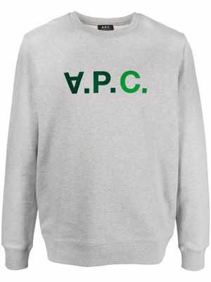 A.P.C. logo-print cotton sweater - Grey