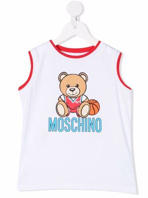 Moschino Kids logo-print cotton vest - White