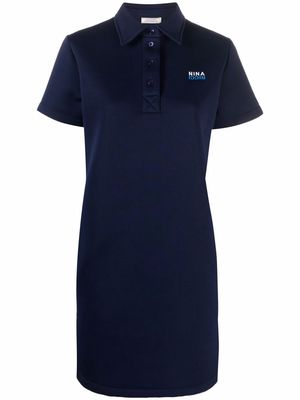 Nina Ricci embroidered logo polo dress - Blue