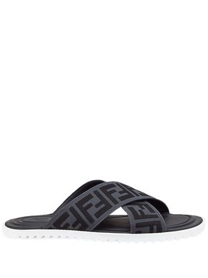 Fendi jacquard crossover slides - Blue