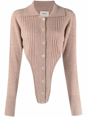 Ninamounah Kiss rib-knit wool bodysuit - Brown