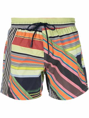 ETRO stripe-print drawstring swim shorts - Green