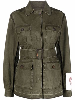 Golden Goose belted cotton military jacket - Green