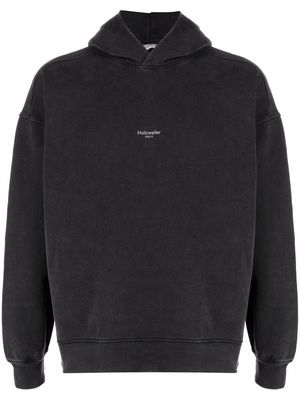 Holzweiler logo-print long-sleeve hoodie - Black