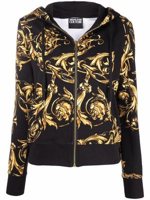 Versace Jeans Couture baroque-pattern print hoodie - Black