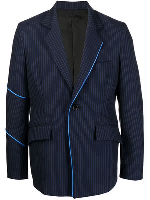 sulvam seam-detail pinstripe-print blazer - Blue