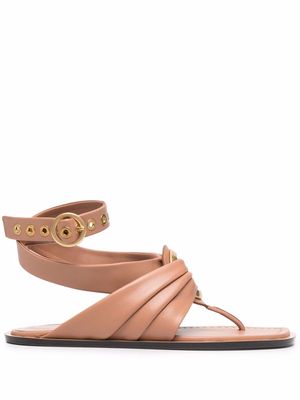 ETRO eyelet-detailed leather sandals - Brown