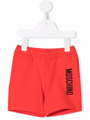 Moschino Kids logo-print cotton shorts - Red