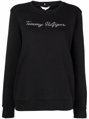 Tommy Hilfiger logo-embroidered cotton sweatshirt - Black