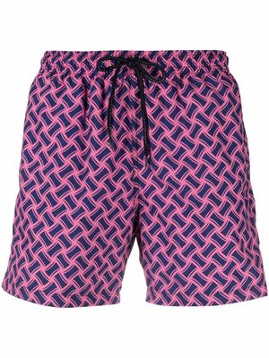 Drumohr geometric-print swim shorts - Blue