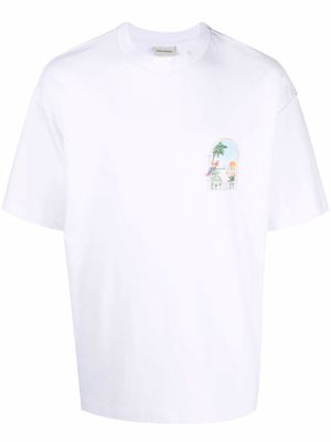 Drôle De Monsieur painterly-print T-shirt - White