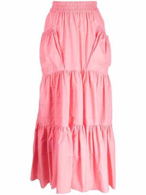 Plan C pouch-pocket tiered skirt - Pink