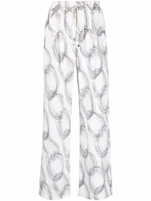 Kiton sketch-style print trousers - White