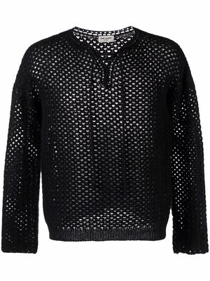Saint Laurent crochet knit top - Black