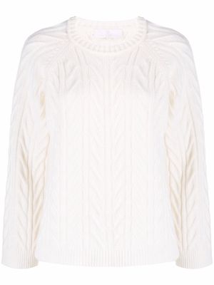 AMI AMALIA cable-knit merino sweater - White