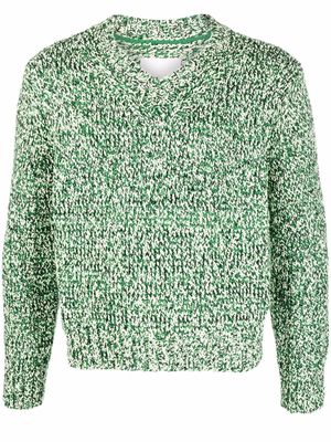 Maison Margiela V-neck speckle-knit jumper - Green