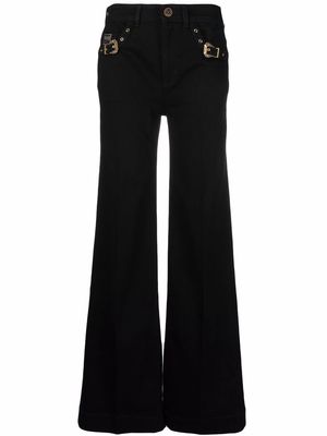 Versace Jeans Couture buckle-detail flared trousers - Black