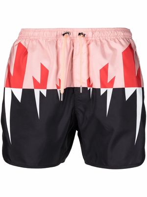 Neil Barrett Thunderbolt-print swim shorts - Black